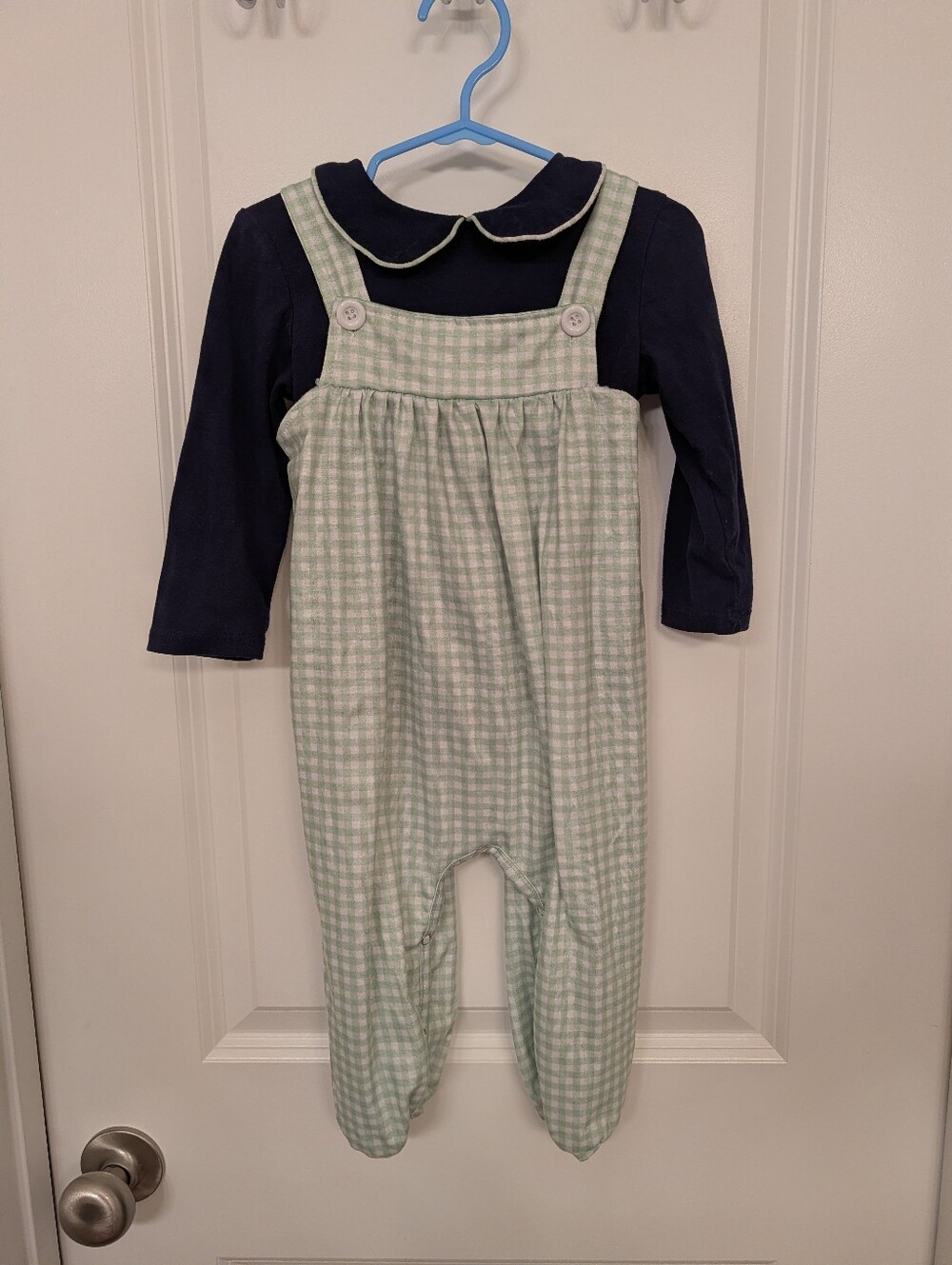 Boutique Overall Set With Peter Pan Collar
